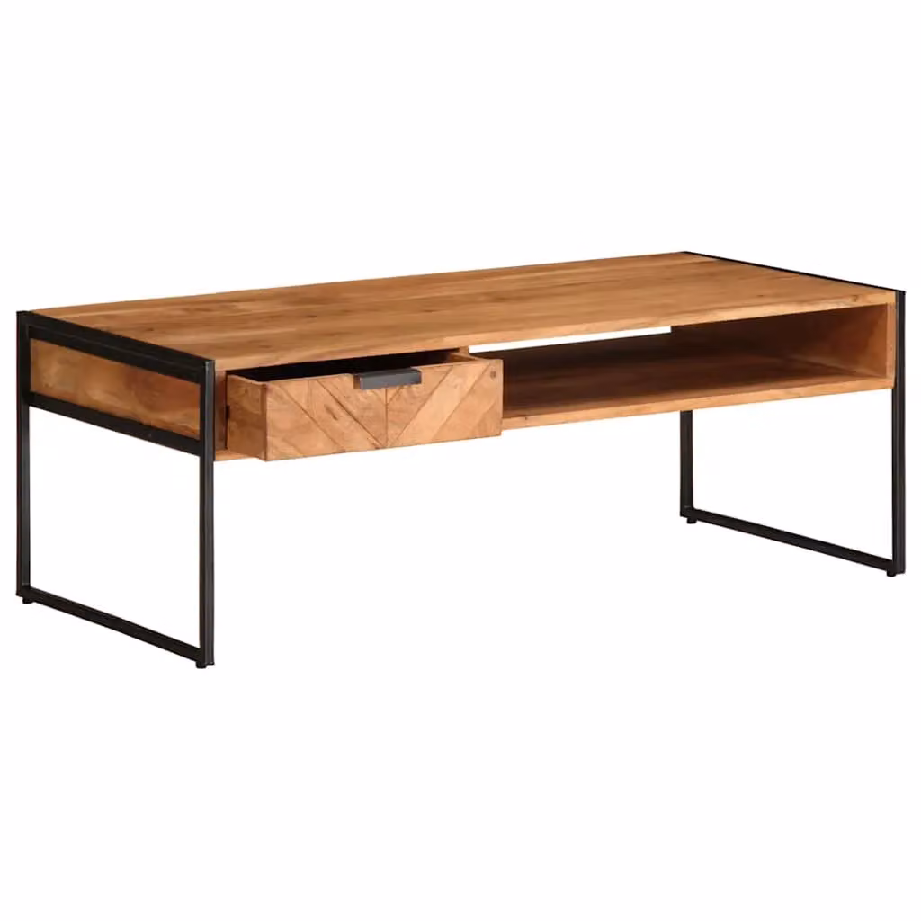 Berkfield Home Acacia Wood Coffee Table, Brown, W: 110 cm, D: 55 cm, H: 40 cm – 2