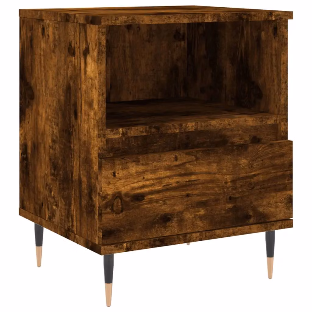 Berkfield Home Set of 2 Modern Bedside Cabinets in Smoked Oak Brown, W/D/H: 40 x 35 x 50 cm – 4