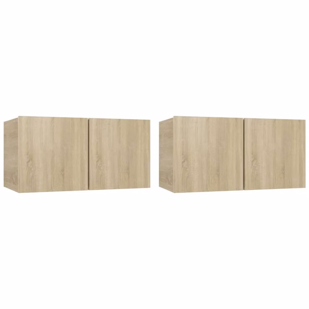 Berkfield Home Set of 2 Wall Mounted Hanging TV Cabinets in Sonoma Oak, W/D/H: 60 x 30 x 30 cm – 2