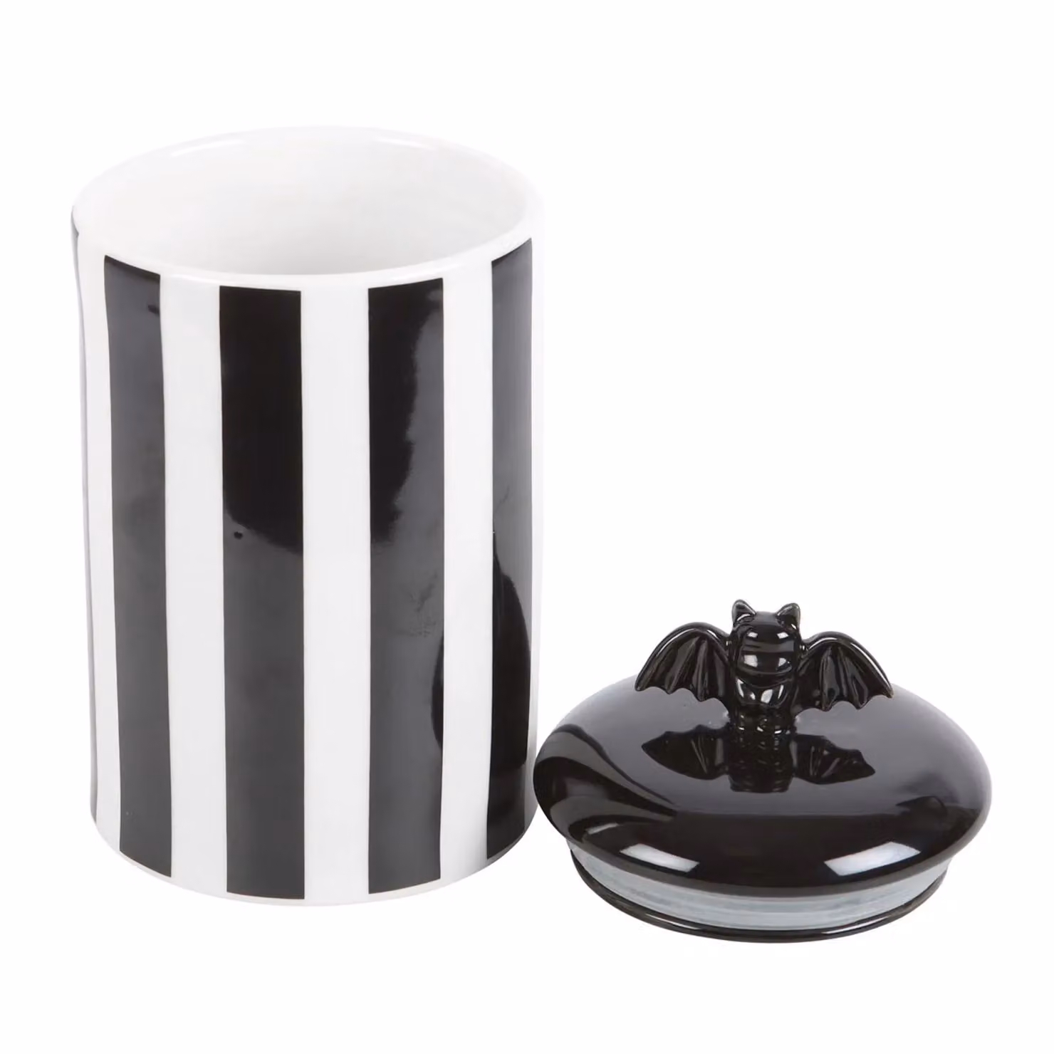 Something Different Striped Bat Ceramic Jar in Black, H: 20.5 cm, W: 10.7 cm, D: 10.7 cm – 3