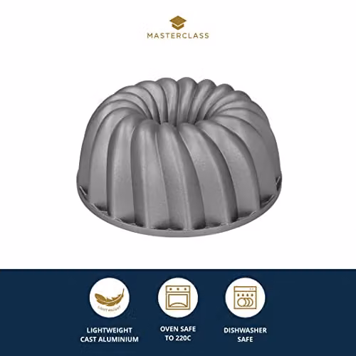 MasterClass Non-Stick Cast Aluminium Round Cake Tin with Decorative Swirl Design, Grey, 24cm – 2