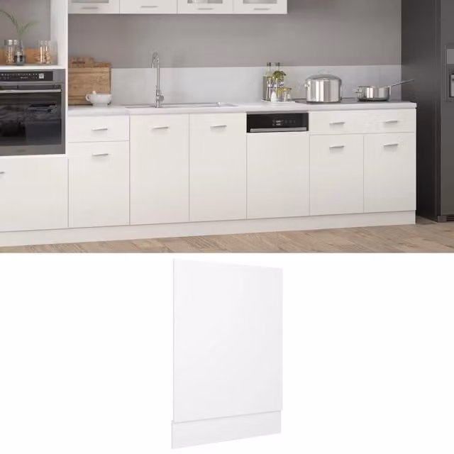 Berkfield Home White Dishwasher Panel in Engineered Wood, W/D/H: 45 x 3 x 67 cm