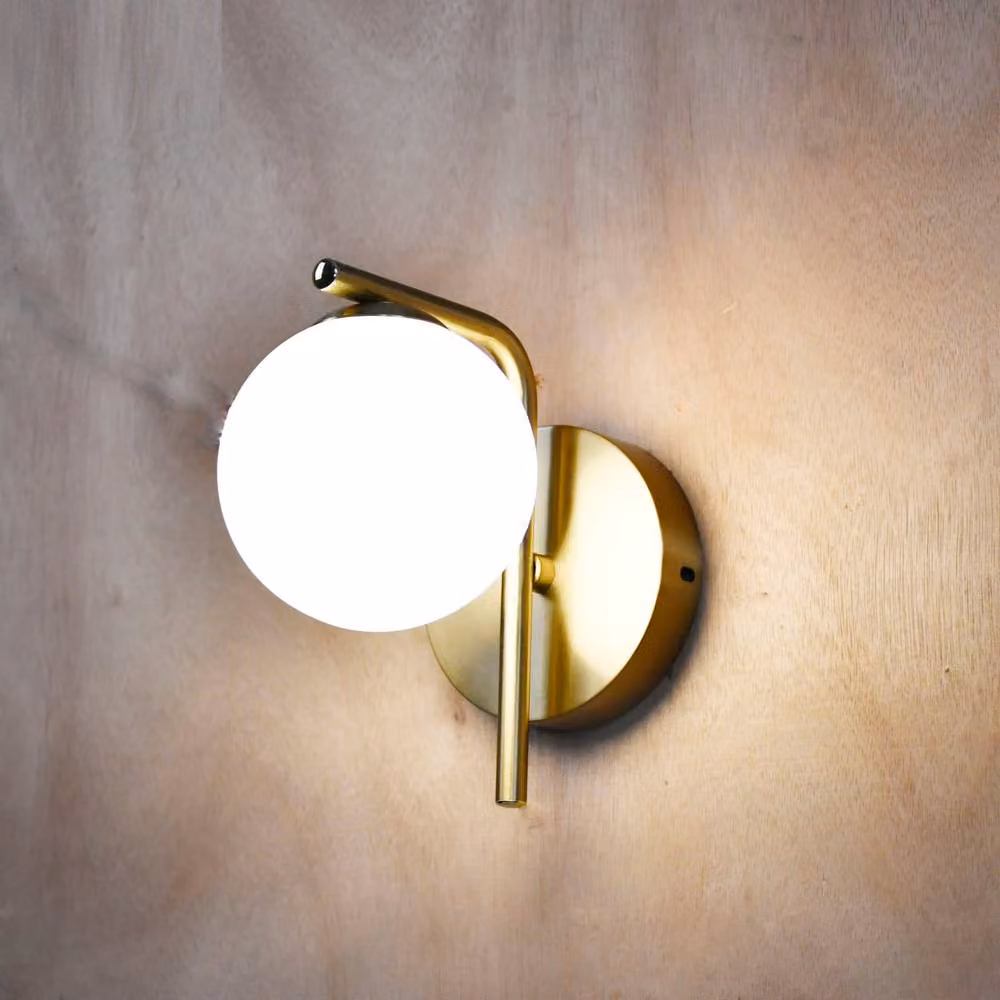First Choice Lighting Grosvenor Set of 2 Wall Lights in Gold and Brass with White Glass Globes – 2