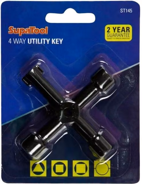 SupaTool 4 Way Utility Key in Black