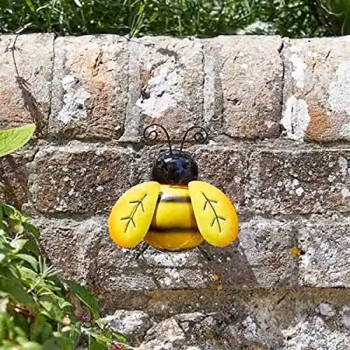 Marco Paul Yellow Metal Bumblebee Hanging Wall Art for Garden, 15 cm – 1