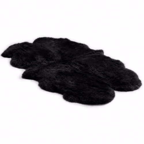 Infinity Leather Black Genuine Sheepskin Wool Quad Rug W/D: 180 x 110 cm – 6