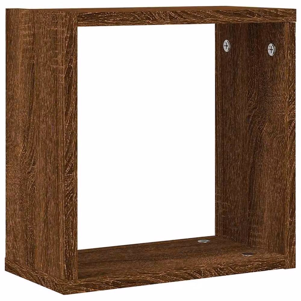 Berkfield Home Wall Mounted Cube Shelves, 6 Piece Set, Brown Oak, W/D/H: 30 x 15 x 30 cm – 5