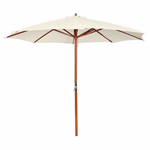 vidaXL Garden Parasol in Sand White, W: 300 cm, H: 258 cm