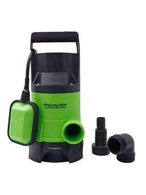 Pro-Kleen 400W Electric Submersible Water Pump with 5m Layflat Hose and Float Switch for Clean or Dirty Water, Green and Blue – 5