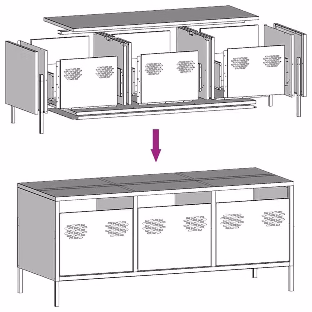 Berkfield Home TV Cabinet in Anthracite Matt Metal, W: 101.5 cm, D: 39 cm, H: 43.5 cm – 5