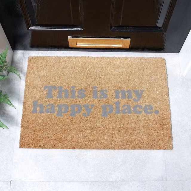 Artsy Mats Grey This Is My Happy Place Doormat, W: 60 cm, D: 40 cm – 1