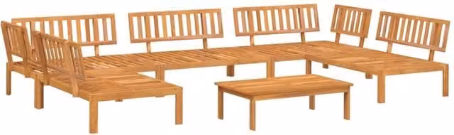 Berkfield Home 6 Piece L-Shape Garden Pallet Sofa Set in Brown Solid Acacia Wood with Matching Ottoman