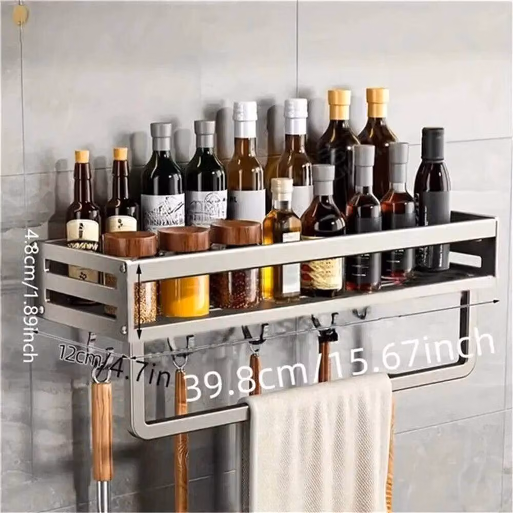 Nordara 40 Wall-Mounted Kitchen Hook and Rod Rack in Silver, Width: 100 cm – 2
