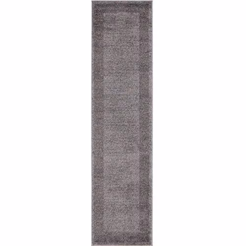 THE RUGS Efes Collection Modern Grey Bordered Rectangular Area Rug, W: 60 cm, L: 240 cm – 4