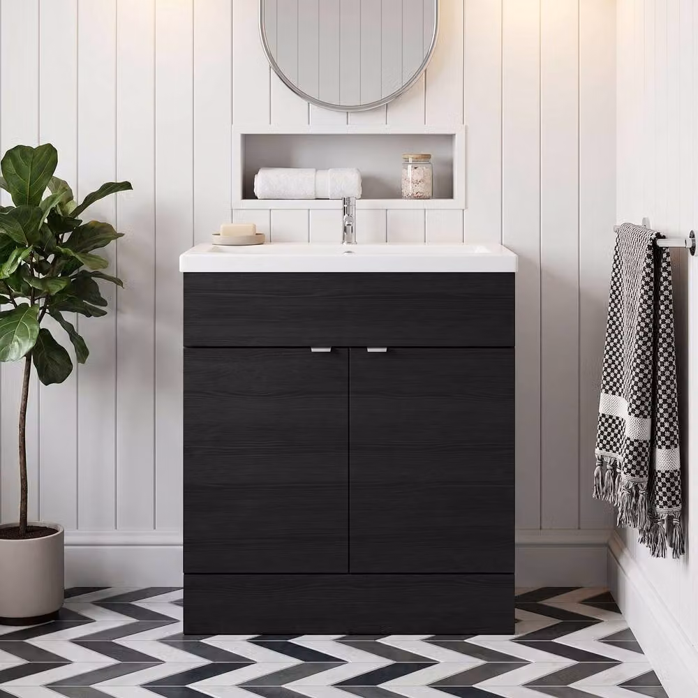 Balterley Alrewas Contemporary 2 Door Freestanding Vanity Basin Unit, Black, Width: 80 cm – 3