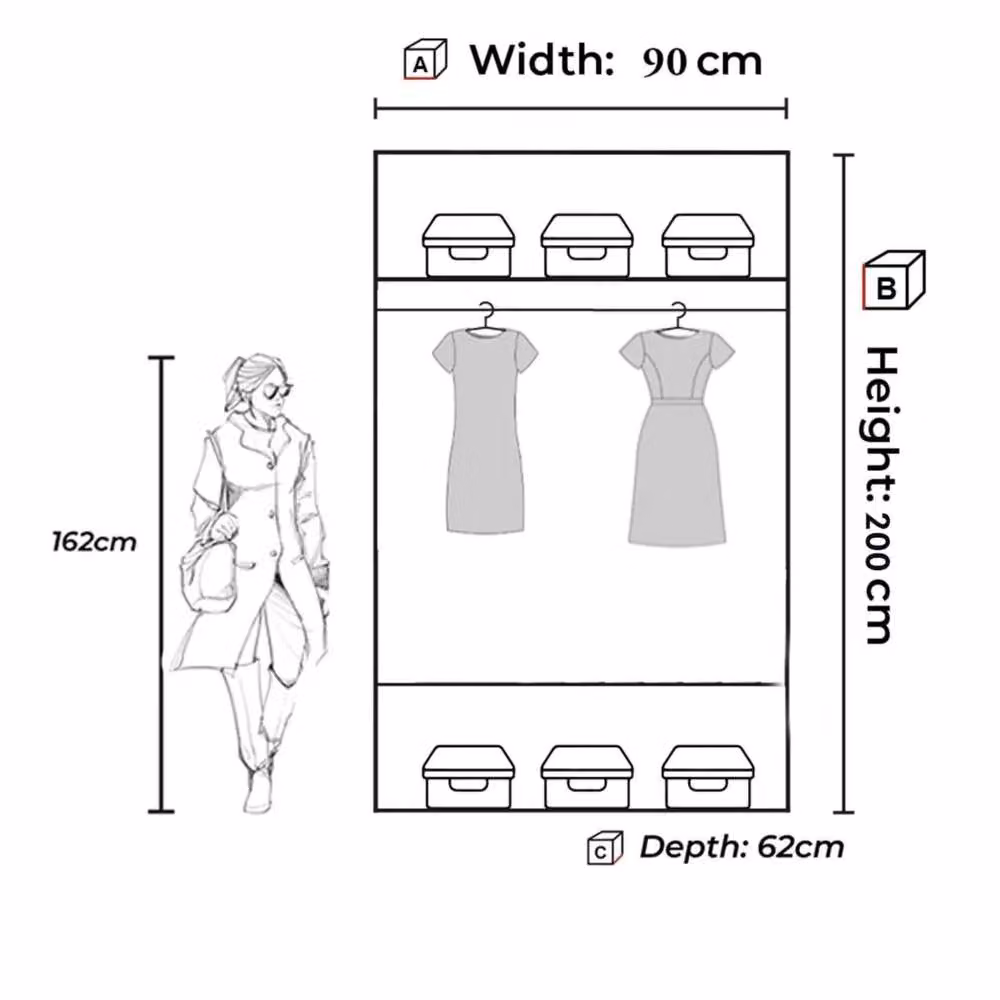 Sliding Wardrobes 4U Modern Double Sliding Door Wardrobe in Black, W/H: 90 x 200 cm – 3