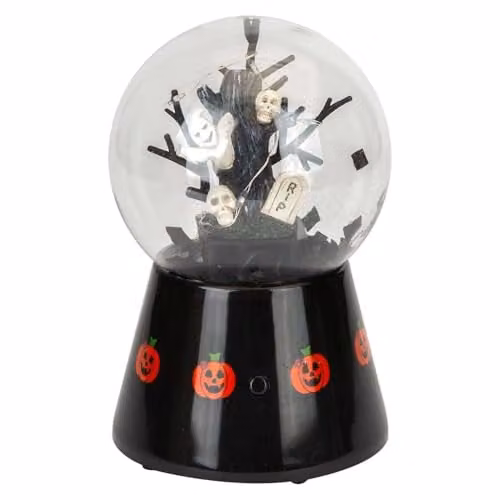 VFM e-Store Halloween Light Up Globe Tabletop Decoration, Black, W: 17 cm, D: 10 cm, H: 2.54 cm – 4