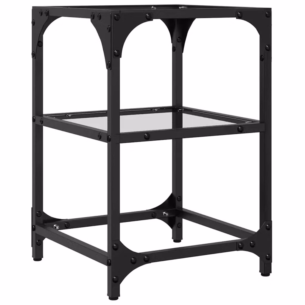 Berkfield Home Set of 2 Square Coffee Tables with Transparent Glass Tops and Black Steel Frames, W/D/H: 30 x 30 x 45 cm – 4