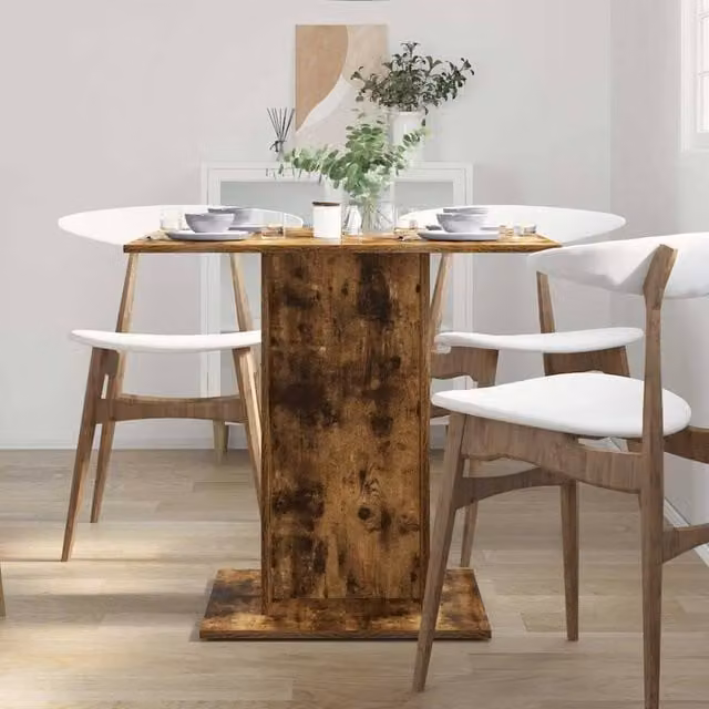 Berkfield Home Modern Square Dining Table in Smoked Oak Brown, W/D/H: 80 x 80 x 75 cm