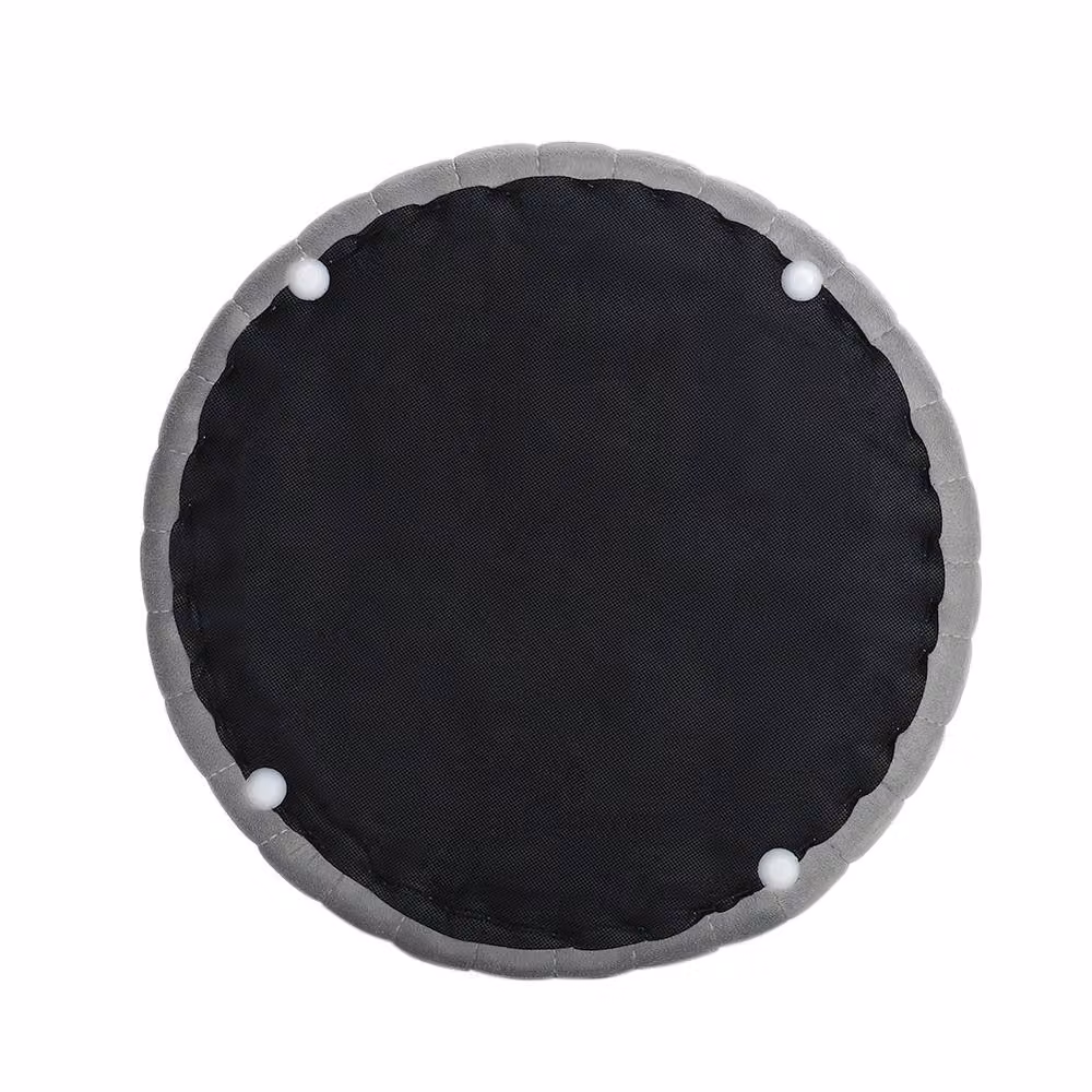 ExtraStar Round Grey Velvet Channel-Tufted Pouffe Ottoman Footstool – 5