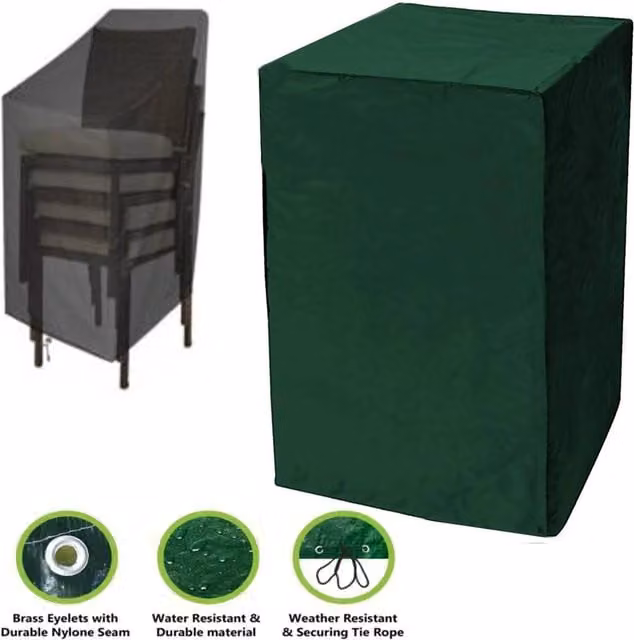FLAVORA Green Water Repellent Garden Patio Stacking Dining Chair Cover – 1