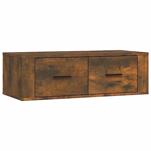 vidaXL Wall-Mounted Hanging TV Cabinet in Smoked Oak Brown, W: 80 cm, D: 36 cm, H: 25 cm – 1