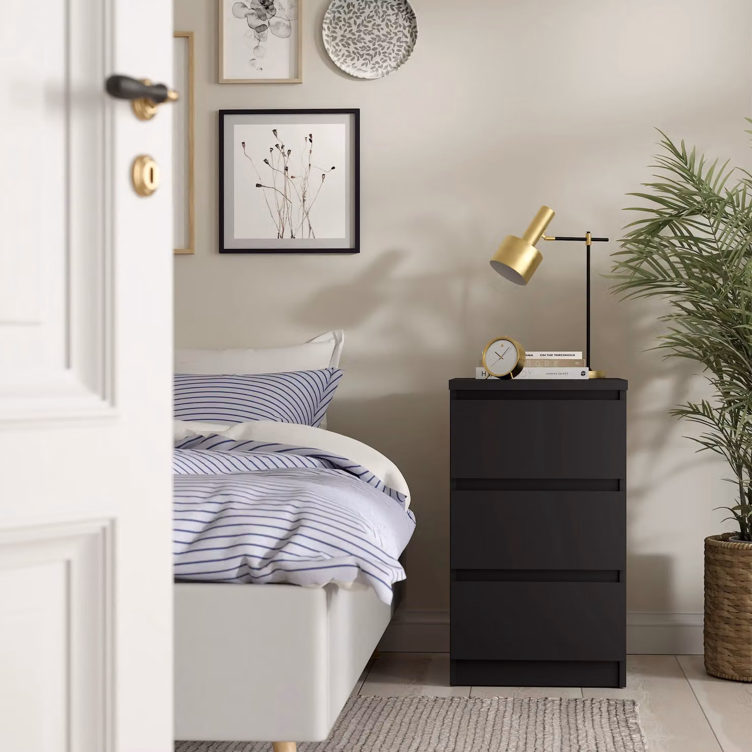 Furniture To Go Naia 3 Drawer Bedside Cabinet in Black – 3