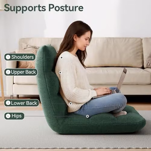 MCC Direct Adjustable Multi-Position Folding Floor Chair in Green – 4