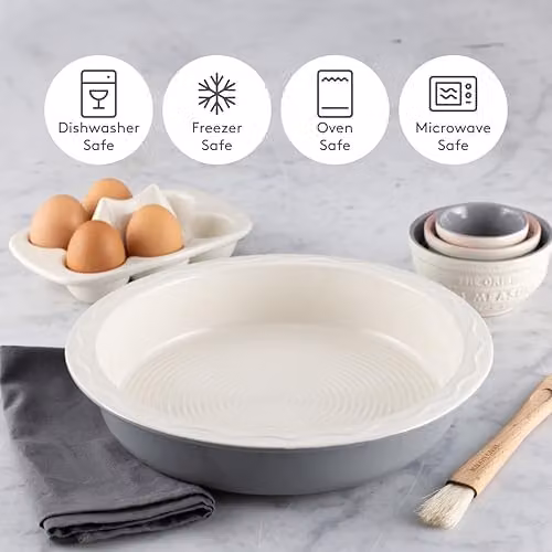 Mason Cash Stoneware Round Pie Dish, Grey and Beige, 29 cm – 3