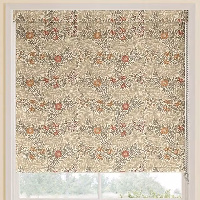 William Morris At Home Larkspur Floral Blackout Roller Blind in Brown, Beige and Multicolour