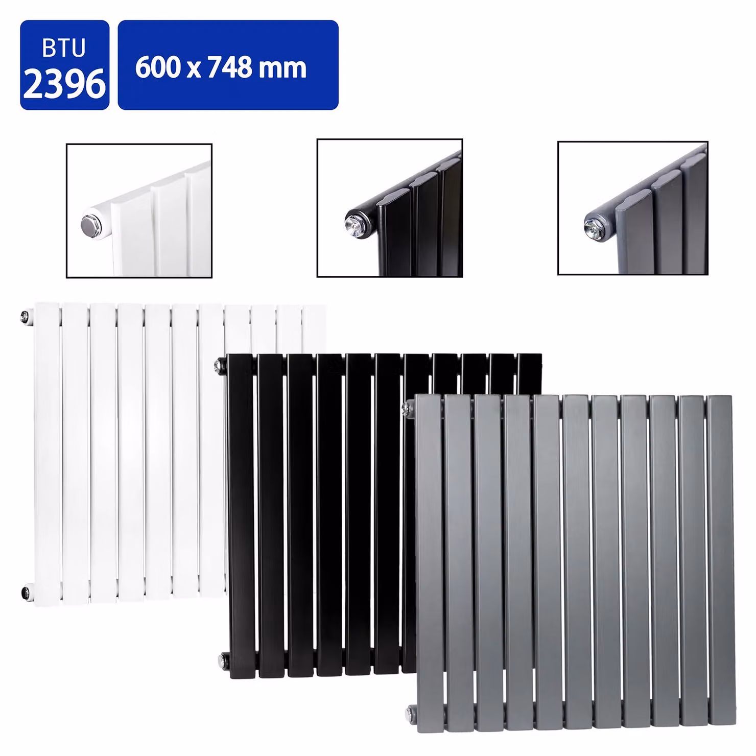 MCC Direct Designer Flat Panel Single Radiator, Black, H x W: 74.8 x 60 cm – 4