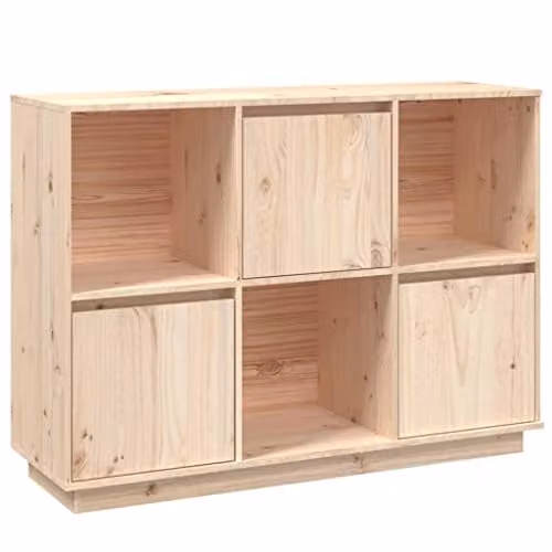 vidaXL Scandinavian Solid Wood Pine Sideboard in Brown and Beige, W/D/H: 110.5 x 35 x 80 cm