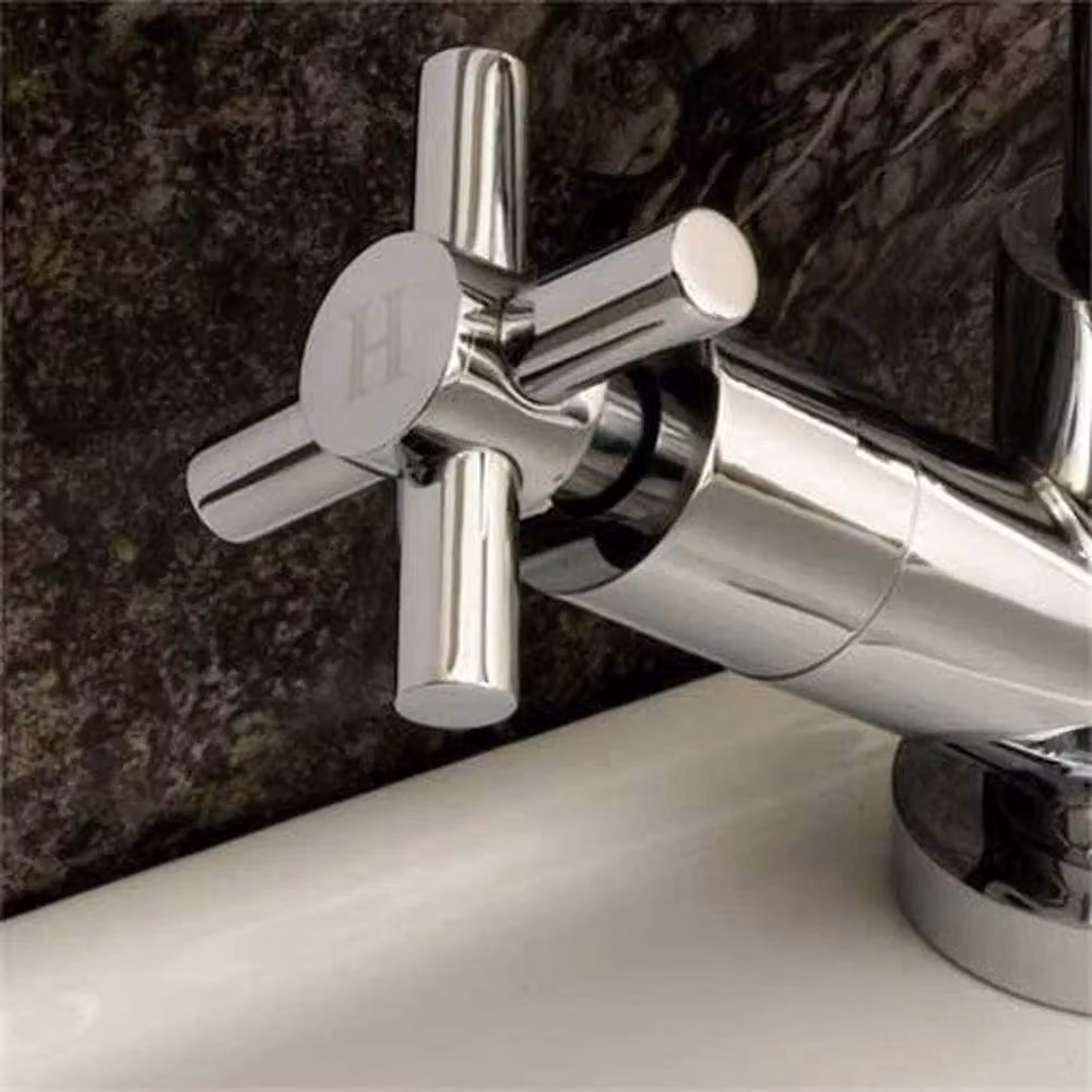 VOGREX Indigo Chrome Cross Head Basin Mixer Tap with Pop Up Waste in Silver – 2