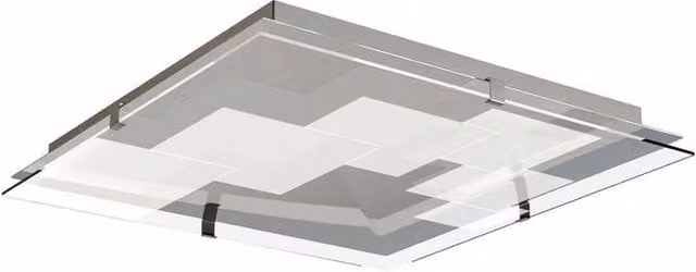 Netlighting Jersey Square LED Ceiling Light, 20W, 1800lm, 3000K Warm White, Chrome and Opal White Glass in Grey