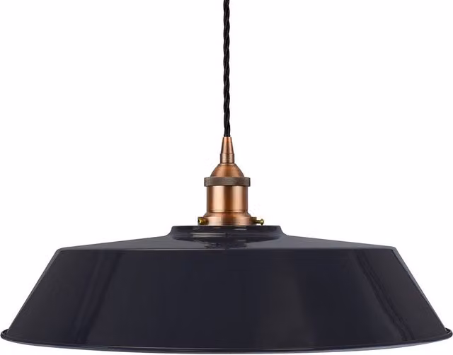 SE Home Chancery Large Suspended Pendant Light in Navy Blue and Matt Antique Copper