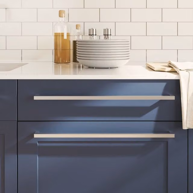 Berkfield Home Silver Brushed Stainless Steel Bar Cabinet Handles, 5 Pack, Length: 48 cm – 1