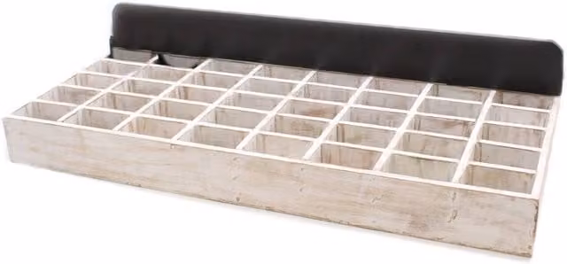 KDMD Forty Box Tray Display Stand in White Rustic Wood, W/D/H: 40 x 40 x 83 cm