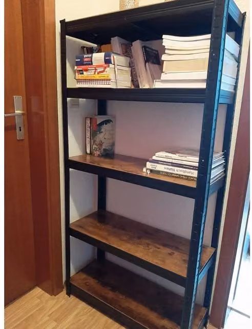 FORGEVIO Heavy Duty Industrial Shelving Unit with Adjustable Shelves in Matt Black