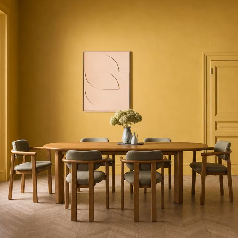 Atkin and Thyme Umi Solid Oak Extendable Oval Dining Set with 6 Cora Olive Dining Chairs