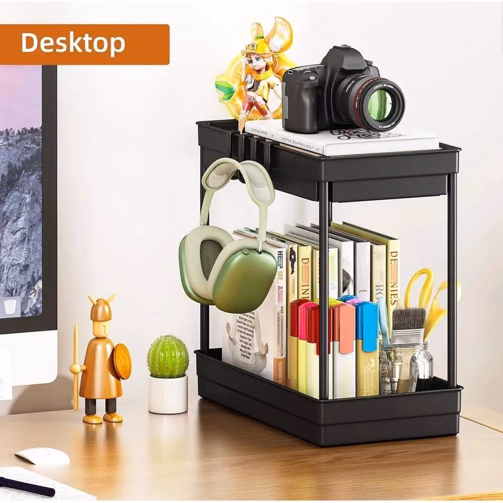 FORGEVIO 2 Pack Under Sink Pull Out Storage Organiser Shelf Rack in Black – 3