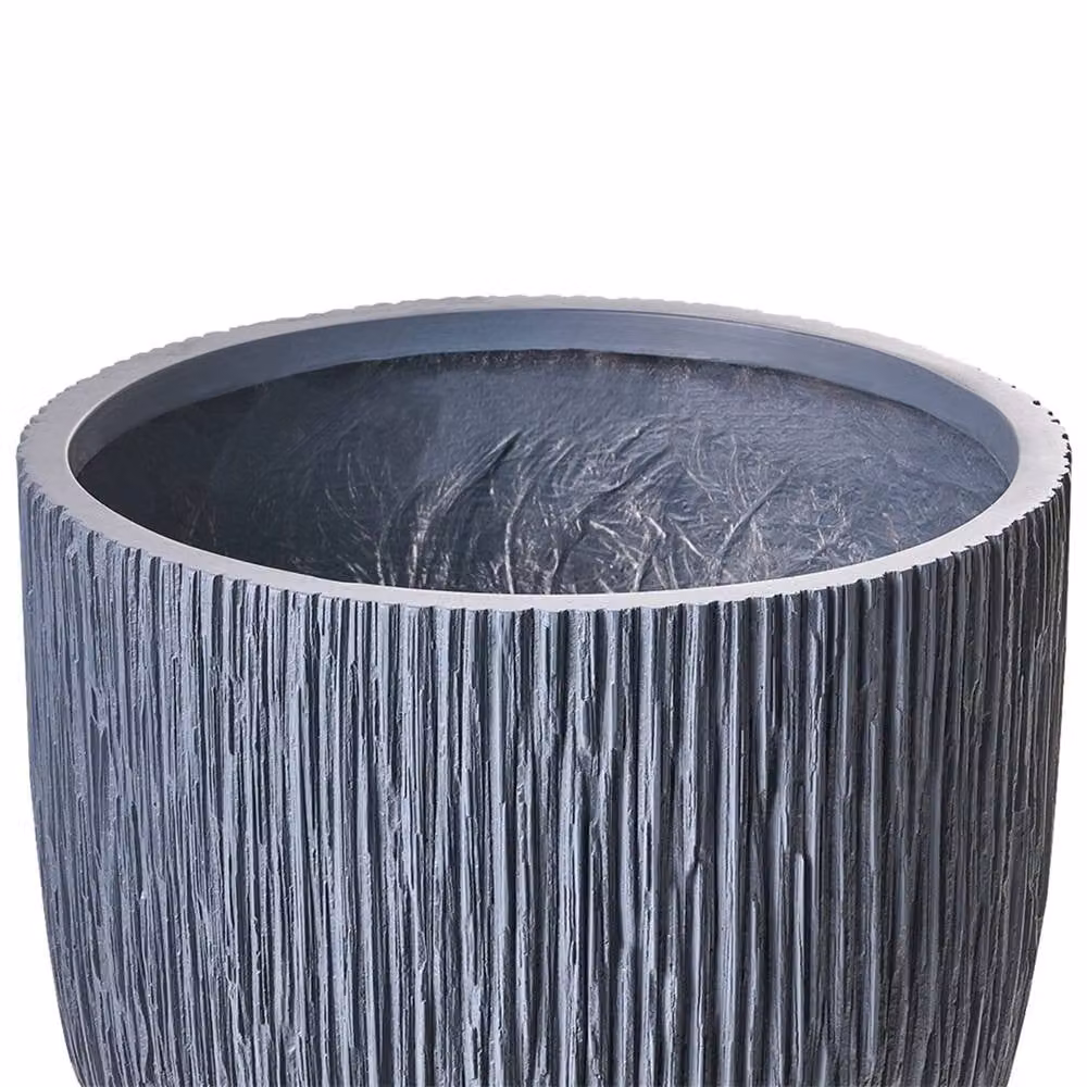 Wyld and Coco Grey Fluted Fibre Clay Flower Pot Planter, 42 cm – 4
