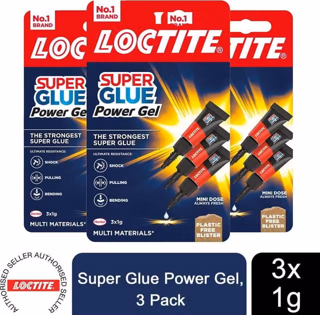 Loctite Mini Trio Super Glue Gel, White, 6 x 1 g