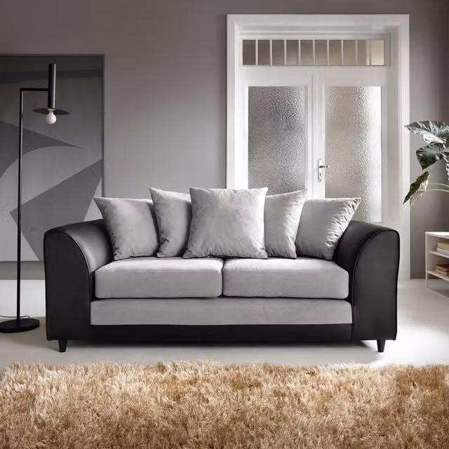 Abakus Direct Dylan 3 Seater Upholstered Fabric Sofa in Grey