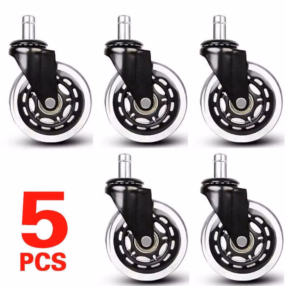 Nordara 5-Piece Set of Rotatable Universal Office Chair Replacement Casters in Black – 3