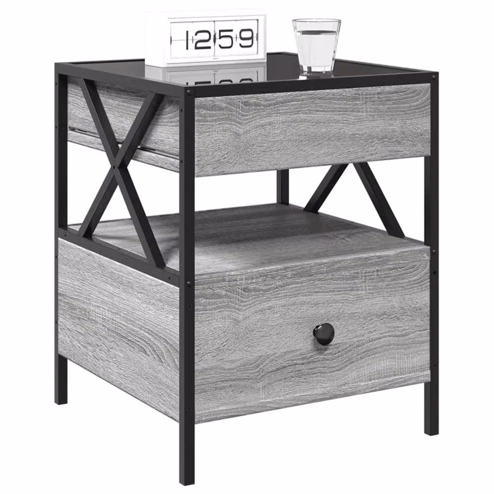 Berkfield Home Infinity LED Bedside Table in Grey Sonoma, W/D/H: 40 x 40 x 51 cm – 3