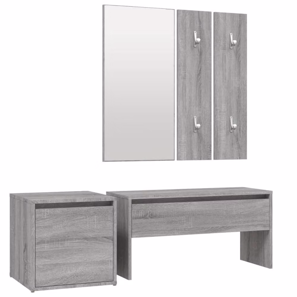 Berkfield Home Grey Sonoma Hallway Furniture Set with Bench, Mirror and Panel – 2