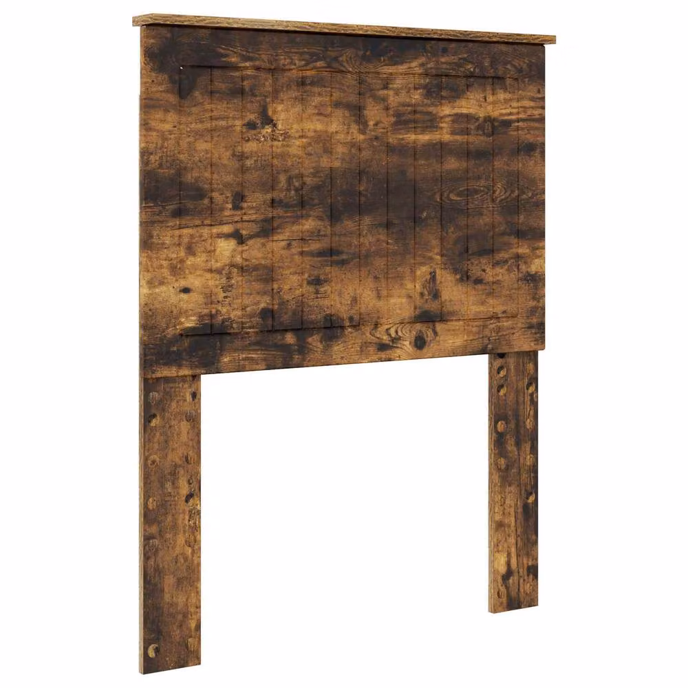 Berkfield Home Smoked Oak Bed Frame with Headboard in Brown, Solid Pine and Engineered Wood, W: 75 cm, L: 190 cm – 3