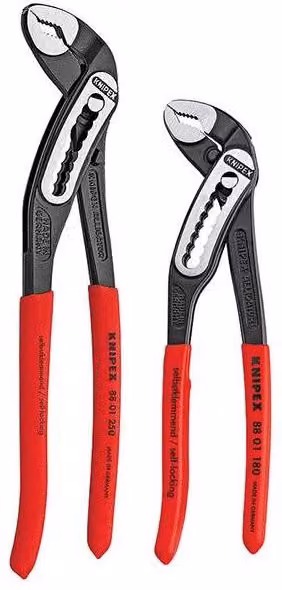 Knipex Alligator Water Pump Pliers Set of 2 in Red, Chrome Vanadium Steel, 180 mm and 250 mm