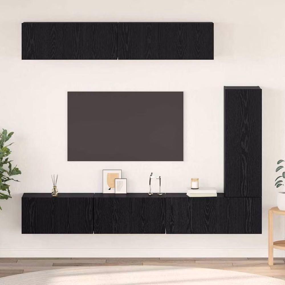 Berkfield Home Modern Wall-Mounted TV Cabinet Set with Storage and Shelving in Black – 2