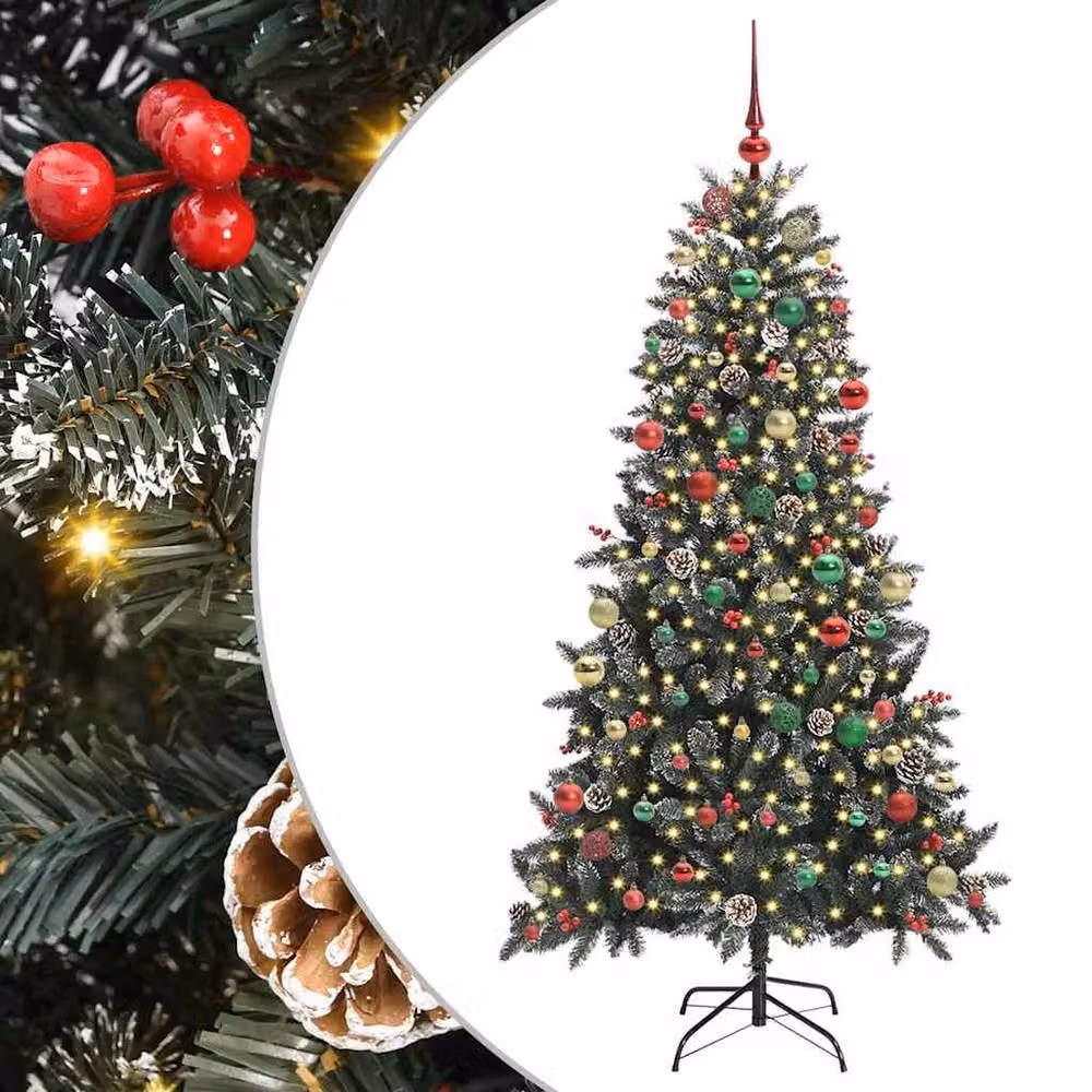 Berkfield Home Green Artificial Christmas Tree with 300 LEDs, W/D/H: 99 x 99 x 180 cm – 2